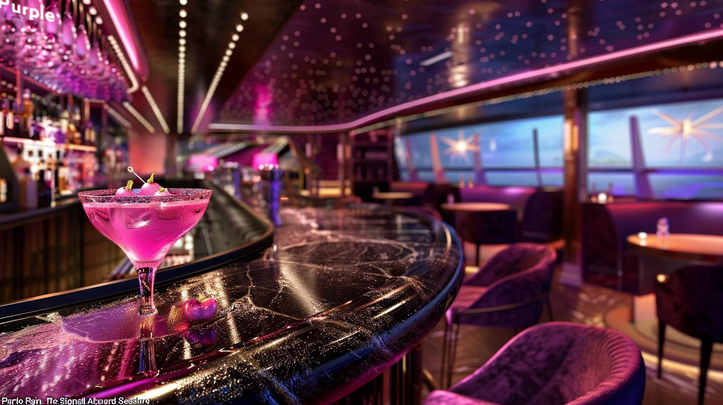 Title: “The Signature Cocktail Purple Rain on MSC Seashore”